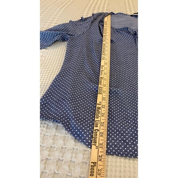 Fred David FD Blouse Top Plus Size XL Blue Gray Polka Dot Pullover Vented Sleeve - Picture 11 of 11